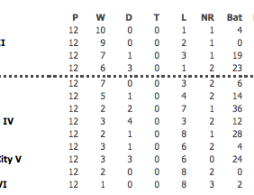 2014 4th XI League Table