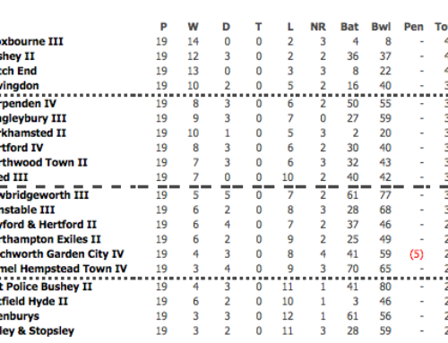 2014 3rd XI League Table